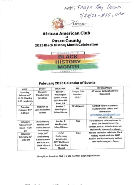 Black History Celebration Calendar of events for February · Mobilize